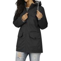 Chaqueta De Lluvia Para Mujer En Color Sólido Casual Impermeable Con Capucha Abrigo De Montañismo a Prueba De Viento De Polyester Y Spandex Cierre De Cremallera Estilo Regular Longitud Larga - details 6