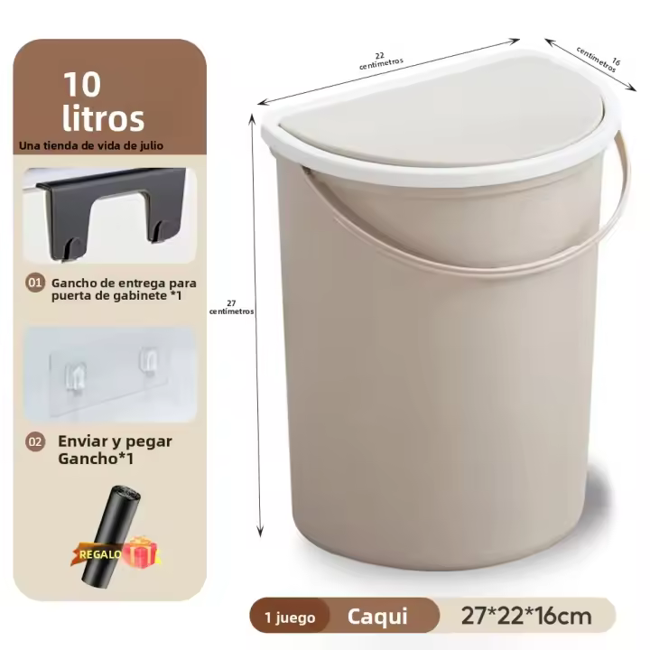 Bandeja De Papel Toalla De Baño Pared Montado Recipiente De Basura Con Tapa Y Mango Resistente Al Agua Estrecho Ecológico Para Cocina Y Baño - 1