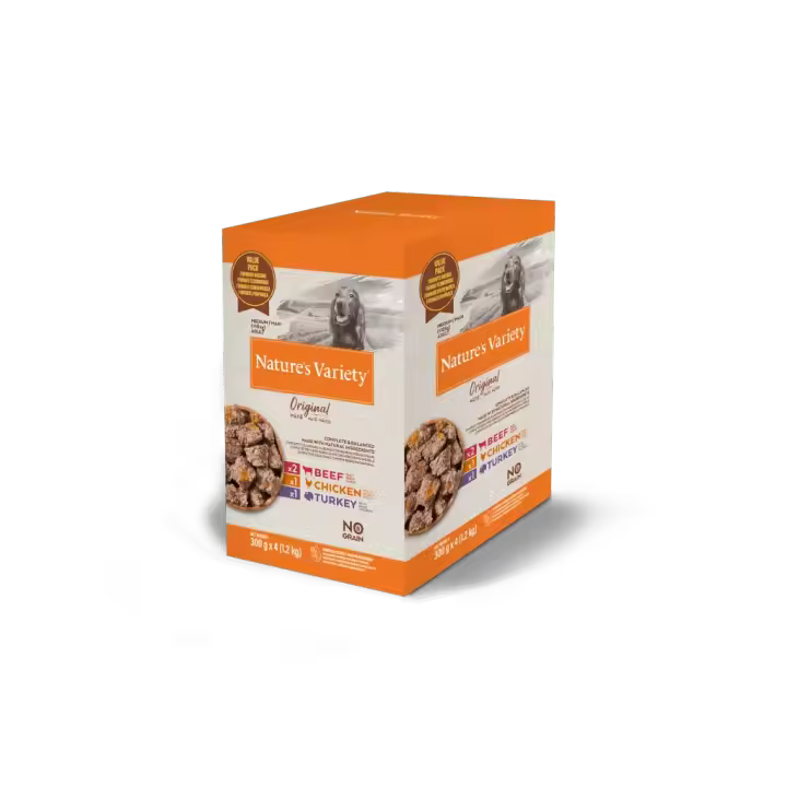 Nature's Variety Original Pate Multipack para Perros Medium/Maxi de Pollo (1 Ud) + Ternera (2 Ud) + Pavo (1 Ud) - 4x300 g - 1
