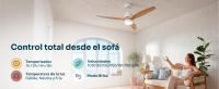 Mellerware - Ventilador de Techo Brizy Bright con Luz y Mando a Distancia. Modelo 2026 Madera Clara. 40W. 6 Velocidades. Ultra silencioso. 3 Aspas 132 de Diámetro. Función Verano-Invierno. Temporizador. LED - details 2