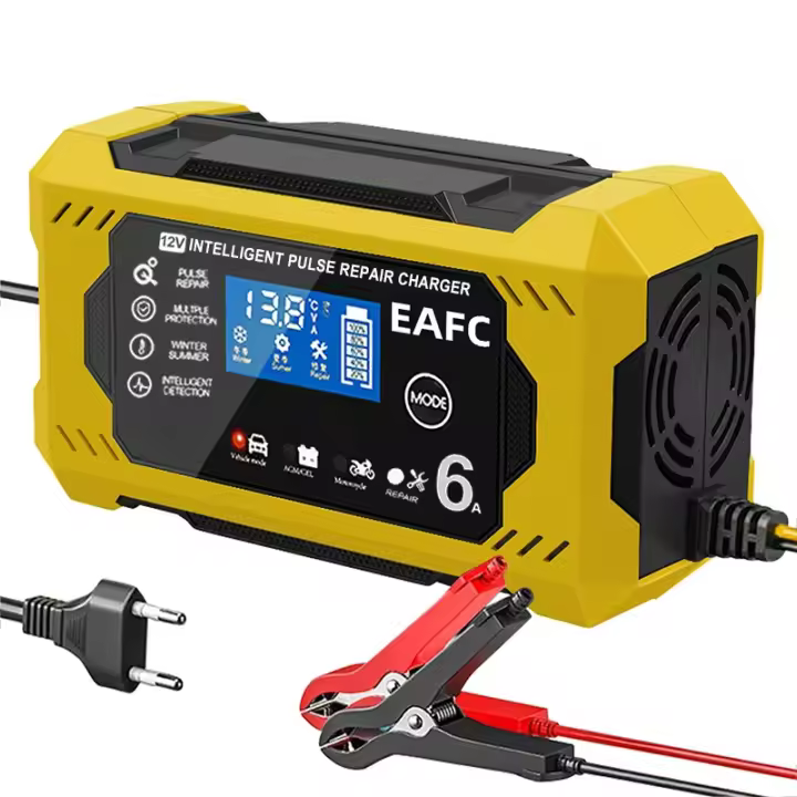 Cargador De Batería Para Coche 6A 12V Dispositivo De Recarga Inteligente Para Baterías De Plomo-Acido Con Pantalla LCD Para Coches Y Motocicletas - 1