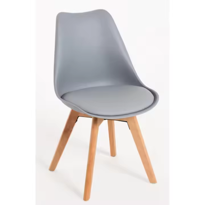 ORION91oficial® - Silla SIRIO | Color Gris Claro | Respaldo Polipropileno | Asiento Acolchado | Piel Sintética | Patas Madera Haya | 81x48x54 cm | Estilo Escandinavo | Comedor | Hostelería | Oficina | Salón | Teletrabajo | Cocina - spaziOrion91 - 1