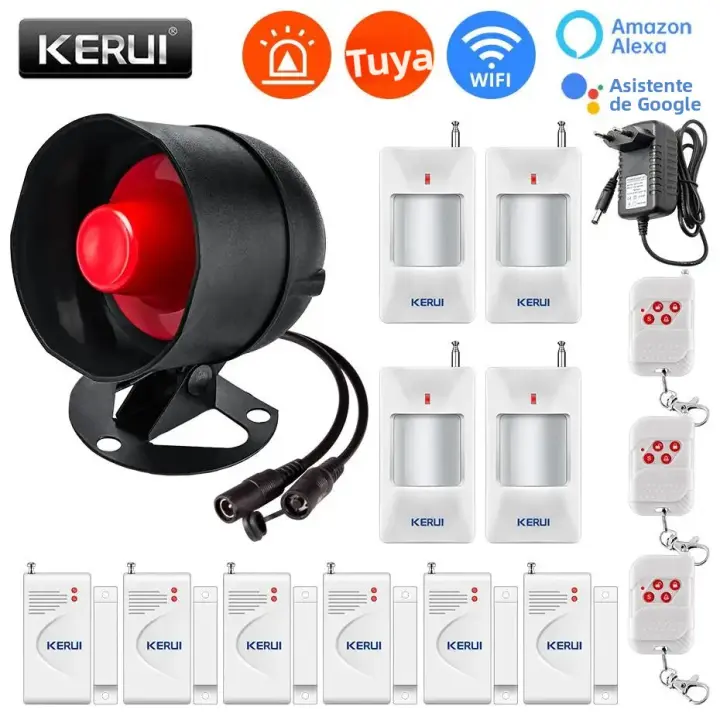 Sistema De Alarma De Seguridad Doméstica KERUI Con Altavoz Y Silbato WIFI 110db Control Remoto a Través De Tuya Sensor De Movimiento Y Puertas Ventanas Para Casa - 1