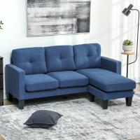 HOMCOM Sofá Chaise Longue Reversible, Sofá de 3 Plazas en Forma de L, Tapizado en Chenilla, Asiento y Respaldo Acolchados, Estructura de Acero, 186x130x84 cm, Azul - details 1