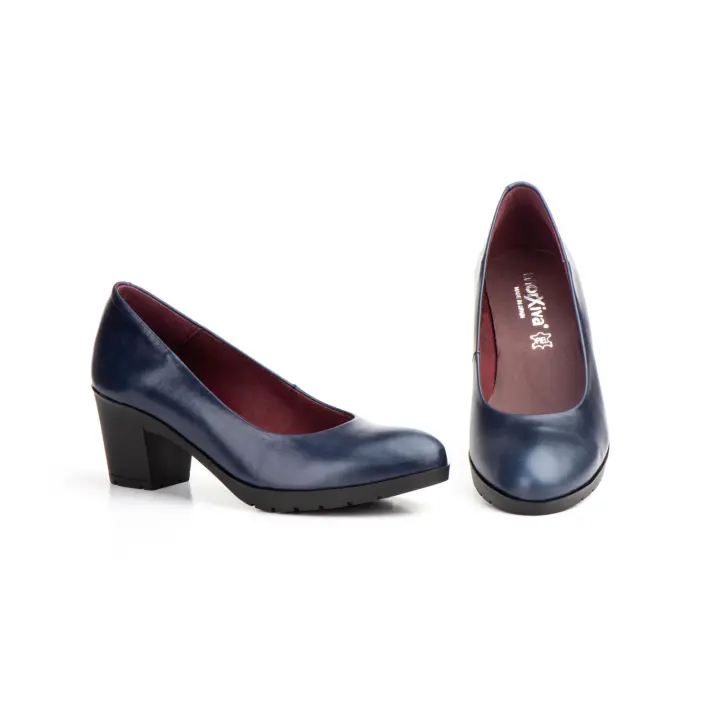 MºMX-923 NEGRO-CRUDO-CUERO-MARINO-BURDEOS Hecho en España Zapatos Salón Mujer Piel Napa Tacón Ancho Numeración: 36-41 Marca: Morxiva Zapatos salón de mujer Material corte exterior en piel napa negra Material corte interior en piel flor Plantilla interior - 1