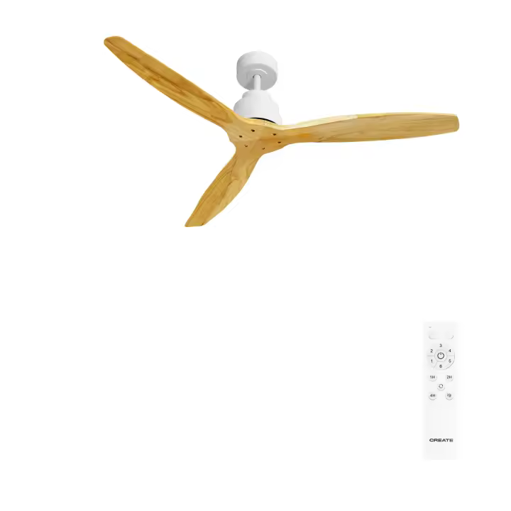 CREATE - Ventilador de techo 40W silencioso 100% madera natural y motor blanco, varios tamaños - WIND STYLANCE - 1