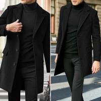 Chaqueta De Lana Para Hombre Estilo Británico Casual Otoño Invierno Manga Larga Con Lining Cierre Tradicional Solapa Plegable - details 1