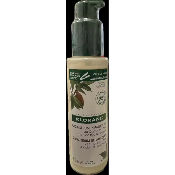 Klorane Cica-Serum Reparador al Cupuaçu BIO 100ml - Tratamiento Nutritivo Anti-Rotura y Protector Térmico para Cabello Muy Seco - 1