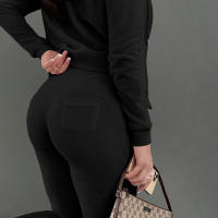 Conjunto De Terciopelo Grueso Para Mujer 3 Piezas Camisetas Y Chaquetas Con Capucha Estilo Casual Para Otoño E Invierno - details 21