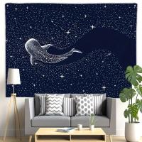 Tapiz De Pared VIKAMA Estilo Boho Aesthetic Oceánico De Ballena Y Delfín En Cielo Estrellado Para Decoración De Hogar Y Dormitorio Material Poliéster Impermeable Y Limpieza Fácil - details 0