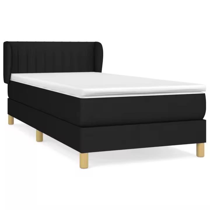vidaXL Cama box spring con colchón tela negro 80x200 cm - 1