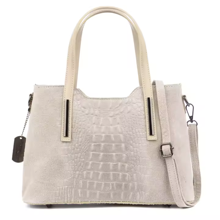 Fiesole bolso tote Mujer. Piel auténtica Gamuza Grabado Cocodrilo. - 1