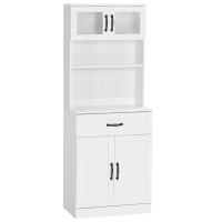 HOMCOM Alacena de Cocina Mueble Buffet de Cocina con 4 Puertas Cajón y Estantes Ajustables para Salón Comedor Estilo Moderno 60x38x161 cm Blanco - details 0