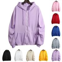 Sudadera De Mujer Con Capucha Y Cremallera De Primavera Otoño Color Sólido Manga Larga Bolsillos Cierre De Cremallera Exteriores - details 0