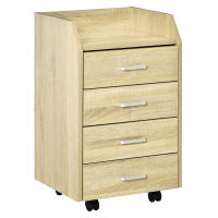 Vinsetto Cajonera de Escritorio con Ruedas, Cajonera de Oficina con 4 Cajones, Archivador Móvil para Estudio, Salón, para Debajo del Escritorio, 40x36x65 cm, Natural - details 0