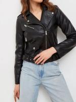 Chaqueta De Cuero PU Para Mujer Fitaylor Cierre De Cremallera Estilo Casual Vintage Con Cinturón Moto Biker Adecuada Para Primavera Otoño - details 1