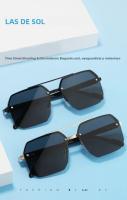 Gafas De Sol Para Hombres Y Mujeres Oversize Retro Double Bridges Polygon Square Metal Fashion Gradient Shades UV400 - details 1