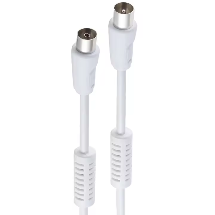 CABLEPELADO Cable antena TV macho hembra, cable coaxial antena de TV, Cable antena TV con filtro, Cable televisión, decodificador, HDTV, DVB-T2, DVB-C, DVB-S, TV y Radio, 75 Ohm, Blanco, 5 metros - 1