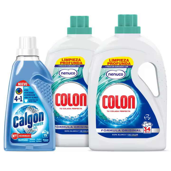 Colon Nenuco Detergente para la lavadora Gel 68 lavados + Calgon Gel Antical y Eliminación malos olores 15 lavados - 1