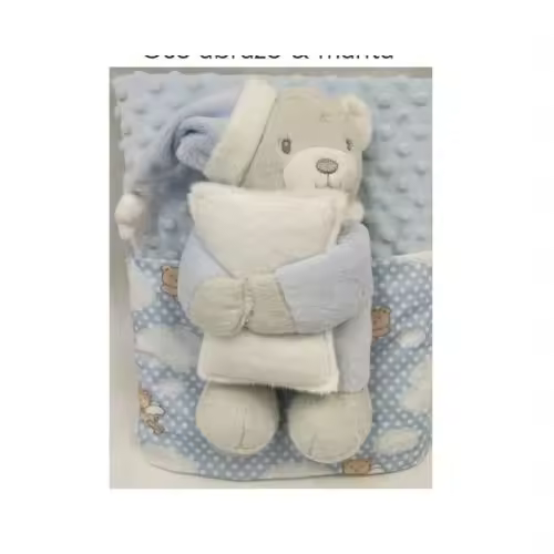 Pack Oso Y Manta Para Bebes En Tejido Suave Con Bodoques - 1