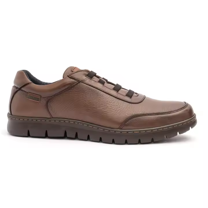 Baerchi Soria 5323 zapato de hombre de piel color marrón de sport con cordones elásticos. - 1