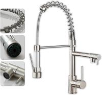 Grifo Cocina Monomando Extraíble y Extensible – Acero Inoxidable, 2 Modos Agua (Spray/Flujo), Giratorio 360°, Manguera 40cm, Instalación Rápida, Grifo Fregadero Flexible GOLDMAN SERVICE | - details 0