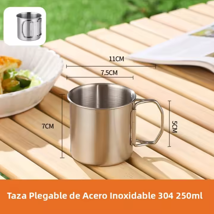 Juego De Tazas Plegables Para Camping Y Picnics De Acero Inoxidable 304 De Alta Calidad Portátil Y Ecológico Para Bebidas En Exteriores - 1