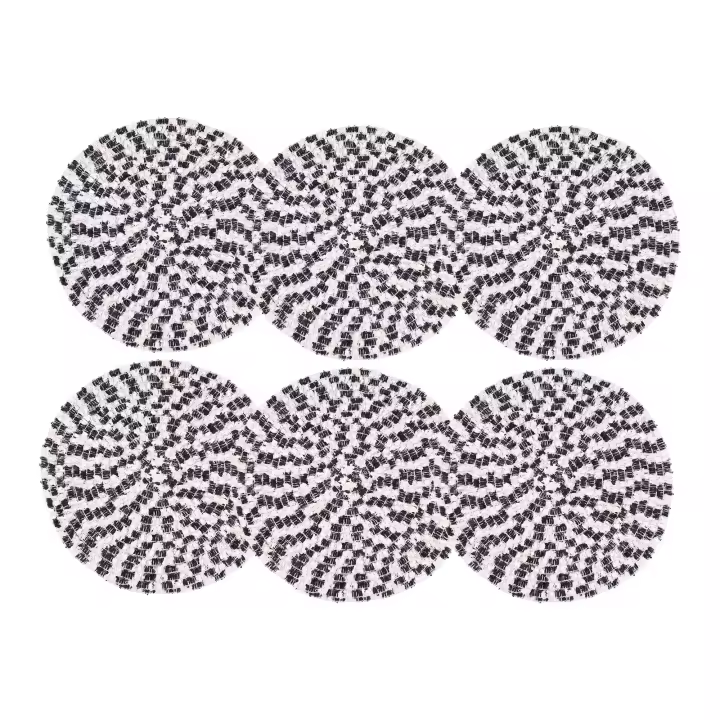 Cofan Pack de 6 salvamanteles individuales Bajoplatos redondos Diámetro: 38 cm Color: beige y negro Salvamanteles con detalles decorativos - 1