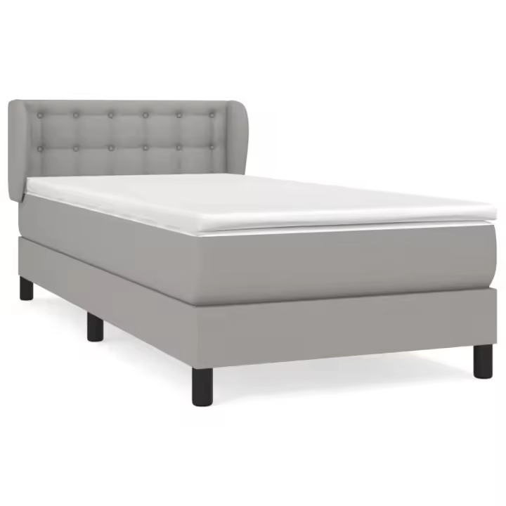 vidaXL Cama box spring con colchón tela gris claro 90x190 cm - 1