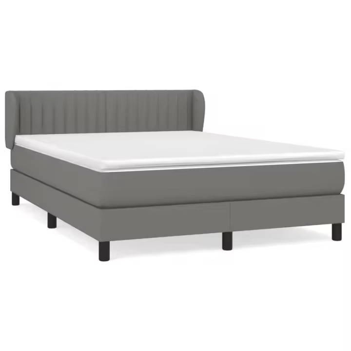 vidaXL Cama box spring con colchón tela gris oscuro 140x190 cm - 1