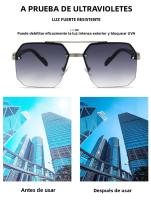 Gafas De Sol Para Hombres Y Mujeres Oversize Retro Double Bridges Polygon Square Metal Fashion Gradient Shades UV400 - details 6