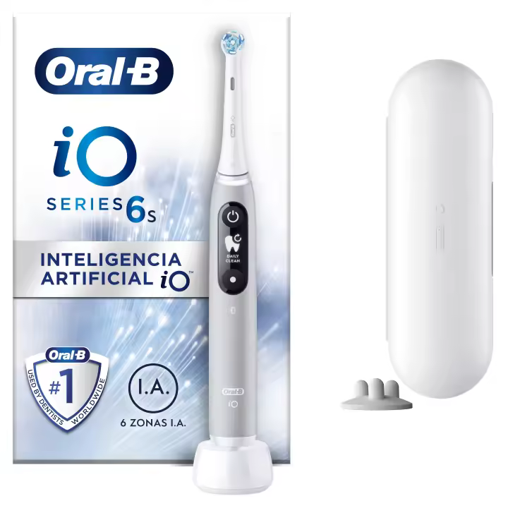 Oral-B iO 6S cepillo eléctrico con 2 cabezales y 1 estuche de viaje diseñado por Braun. Disponible en Negro y Gris, Producto Europeo con Garantía Oficial. - 1