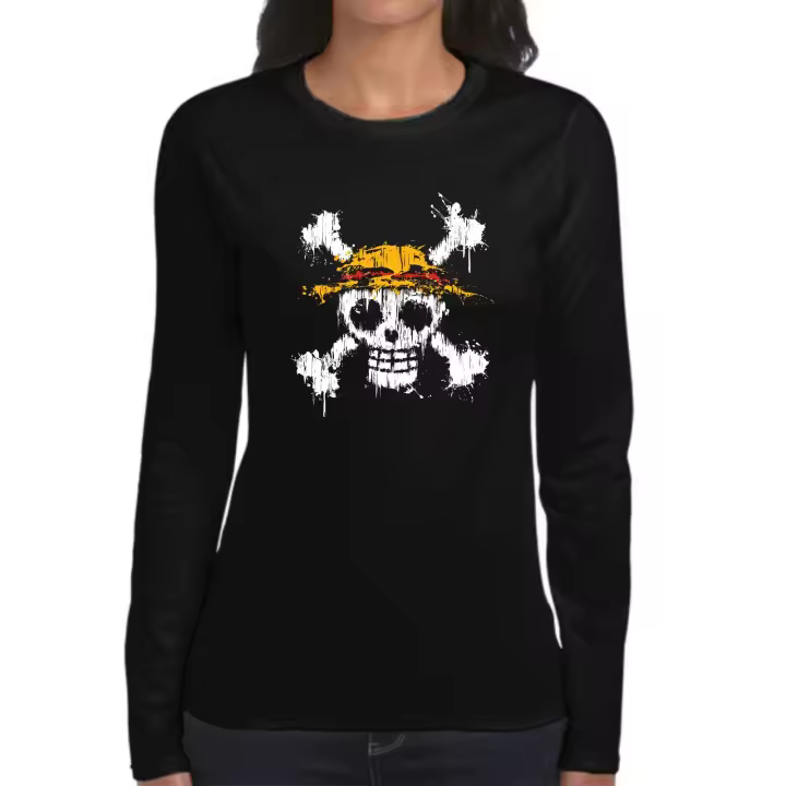 The Fan Tee Camiseta Manga larga de MUJER One Piece Luffy Monkey Zoro Nami 093 - 1