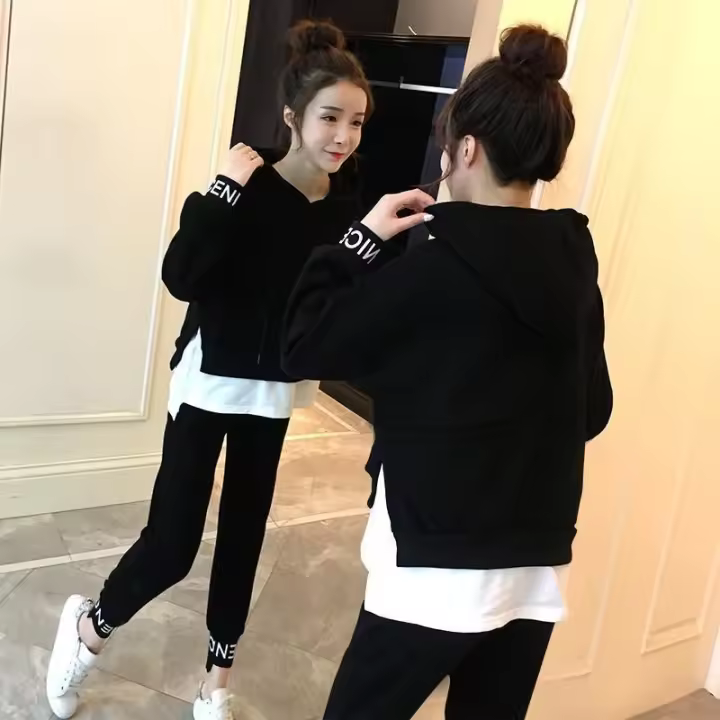 Conjunto De Pantalones Y Suéter Casual Para Mujer Talla Grande Estilo Coreano Moda Primavera Otoño 2026 Dos Piezas - 1