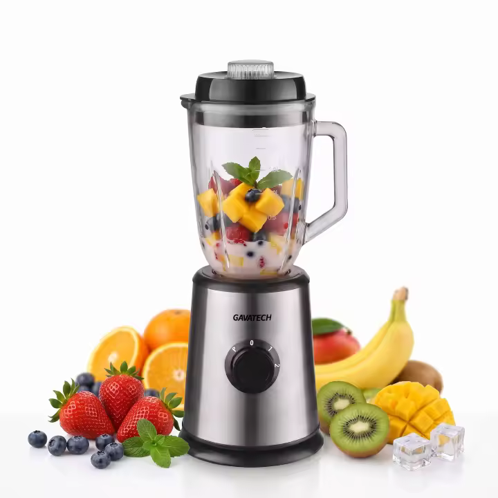 Licuadora Profesional GAVATECH MR-1000 INOX 1000W | Batidora con Jarra de Vidrio 1.5 Litros | Pica Hielo y Frutas | Acero Inoxidable - 1