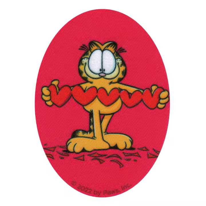 Parches Ropa Garfield – Parche Impreso Ropa – (licencia oficial) – Garfield & Love – Garfield – Mascotas – Animales – Graciosos – Simpáticos – Amor – Sentimientos – 11,0 x 8,0 cm. - Moda The Happy Patch - 1