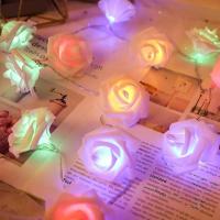 1Pack 10/20 Led Luz De Flores Rosas Blancas Operadas Por Batería Para Decoraciones De Fiesta De Cumpleaños Boda Wedding Y Día De San Valentín En El Hogar - details 10