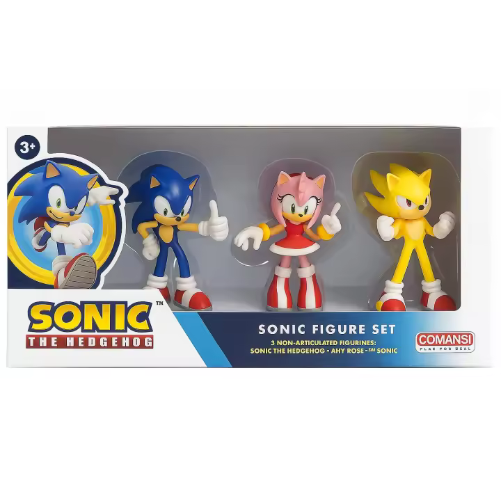 Sonic Set 3 Figuras 9 cm | Sonic, Amy y Super Sonic | Muñecos Juguete Colección | Regalo Fans SEGA Sonic The Hedgehog - 1