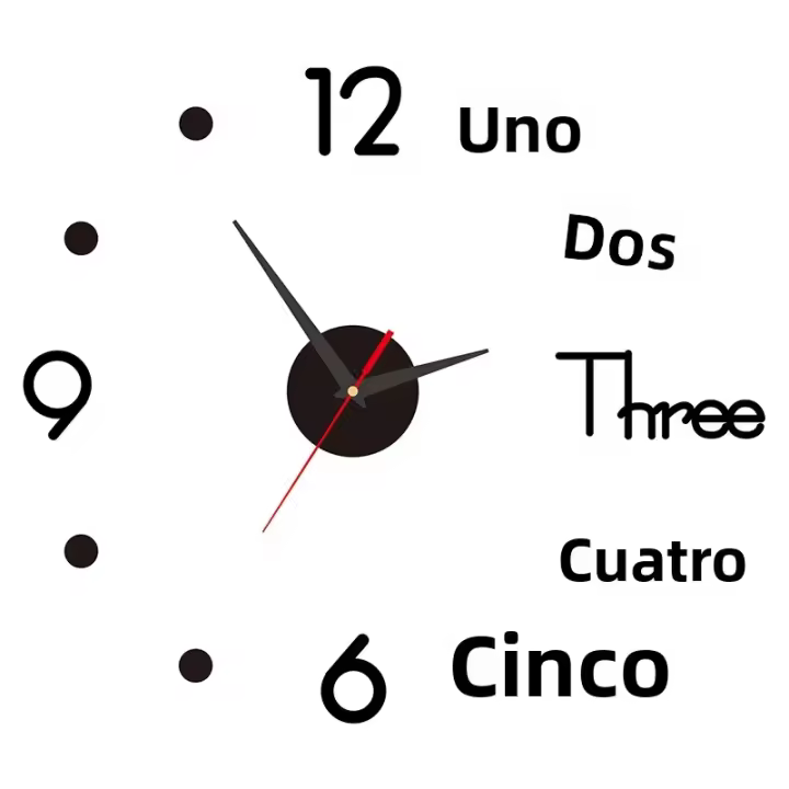 Reloj De Pared 3D Luminoso Sin Marco De Acrílico DIY Pared Decorativo Silencioso De Alta Calidad Premium Para Oficina - 1