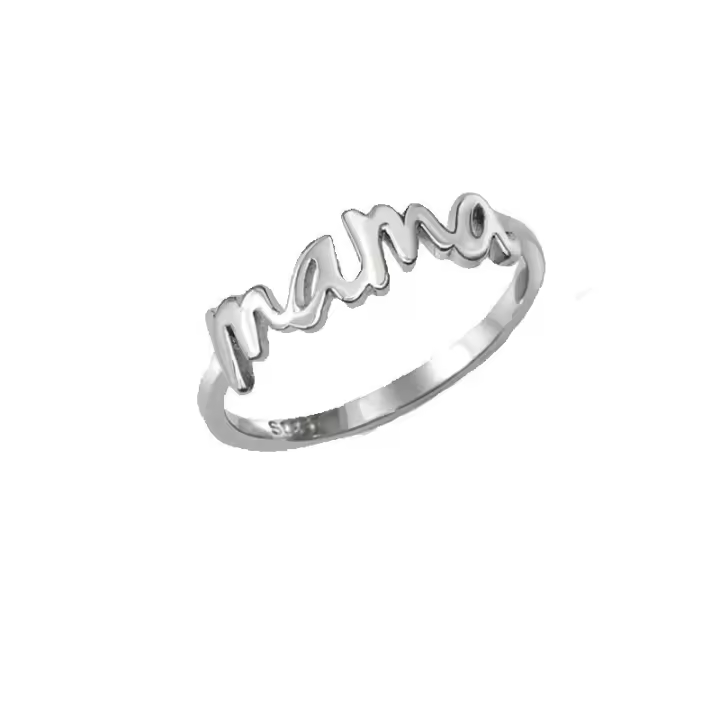 Anillo de Plata 925 para Mamá, Diseño Elegante con Texto 'Mama', 5 mm, Joyería Fina de Plata Esterlina, Ref: CHP133SORP1 - 1