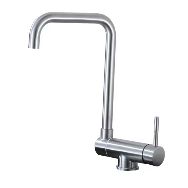GILE Pull Down Kitchen Faucet with 2 Modes Jets, 304 Stainless Steel Kitchen Mixer Tap 180° Foldable and 360° Rotatable Under Window Cold and Hot Available - Stainless Steel - 1