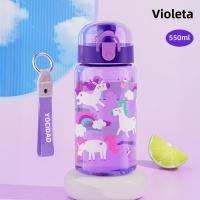 Botella De Agua Reutilizable De 18.6 Oz Con Dibujos Animados Y Correa Para Niños Bolsa De Viaje Resistente Al Desbordamiento Para Exteriores Y Escuela - details 9