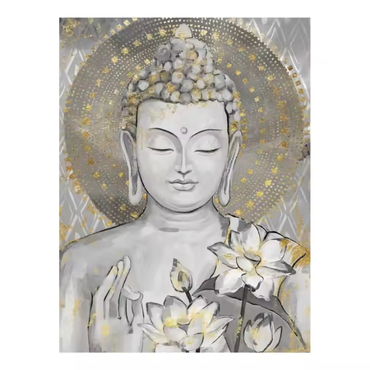 SIGNES GRIMALT Cuadro Buda Gris de Pintura | Decoración Salón y Dormitorios Modernos - 1