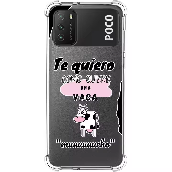 Tumundosmartphone Funda Silicona Antigolpes para Xiaomi POCO M3 / Redmi 9T diseño Vaca Dibujos - 1