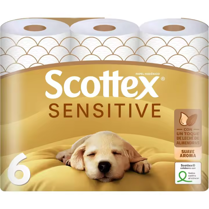 Scottex Papel Higiénico Sensitive con 3 Capas, Cuidado Delicado y Suave con un Toque de Leche de Almendras - 1
