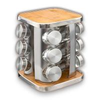 Set Especiero - Organizador para Hasta 12 Diferentes Tipos de Especies - Ideal para el Hogar - Envases de Vidrio de 90ml - Acero Inoxidable - Color Madera - Armario para Condimentos - Kitchen&Go - details 0