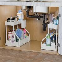 Rack De Almacenamiento Doble Con Cajón Deslizante Para Cocina Organizador De Estante Para Armario De Baño Y Cocina Material ABS - details 3