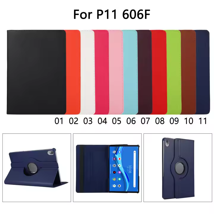Funda Giratoria compatible para Len ovo Tab P11 ( TB-J606F TB-J606X) de 11 pulgadas Funda Smart Cover Funda Giratoria 360°,Carcasa Cuero PU, Giratoria 360 Grados, Función de Soporte, Book Cover,Funda polipiel. - 1