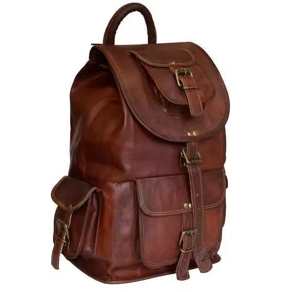 Genuine Vintage Leather Laptop Backpack Premium Quality Rucksack Travel Bag Men - 1