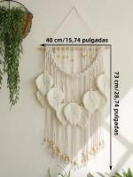 Tapiz Boho Hoja Macramé Tejido En Hilo Decoración De Pared Para Hogar Y Dormitorio Con Cordones De Madera Aesthetic Regalo - details 2